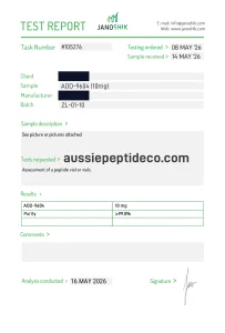 Janoshik Analytical Certificate of Analysis for AOD-9604 10mg