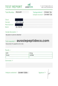 Janoshik Analytical Certificate of Analysis for KPV 10mg