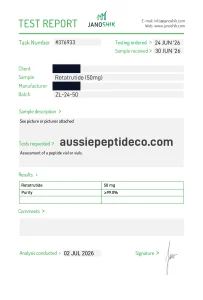 Janoshik Analytical Certificate of Analysis for Retatrutide 50mg
