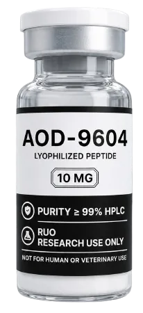 AOD-9604 10mg – lyophilised research peptide vial, Aussie Peptide Co