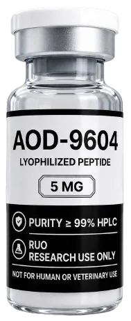 AOD-9604 5mg – lyophilised research peptide vial, Aussie Peptide Co