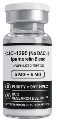 CJC-1295 No DAC + Ipamorelin 10mg – lyophilised research peptide vial, Aussie Peptide Co