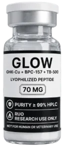 GLOW Blend 70mg – lyophilised research peptide vial, Aussie Peptide Co