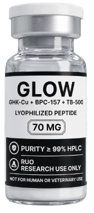 GLOW Blend 70mg – lyophilised research peptide vial, Aussie Peptide Co