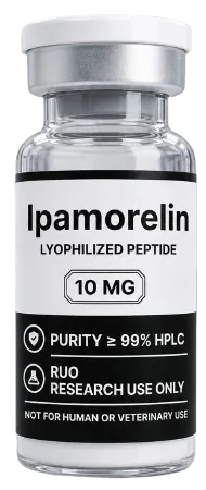 Ipamorelin 10mg – lyophilised research peptide vial, Aussie Peptide Co
