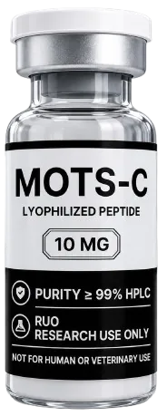 MOTS-c 10mg – lyophilised research peptide vial, Aussie Peptide Co