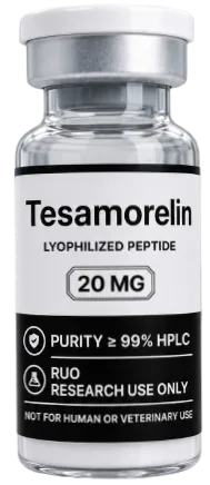 Tesamorelin 20mg – lyophilised research peptide vial, Aussie Peptide Co