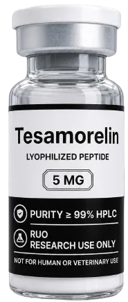 Tesamorelin 5mg – lyophilised research peptide vial, Aussie Peptide Co
