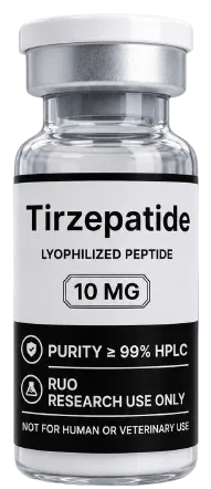 Tirzepatide 10mg – lyophilised research peptide vial, Aussie Peptide Co